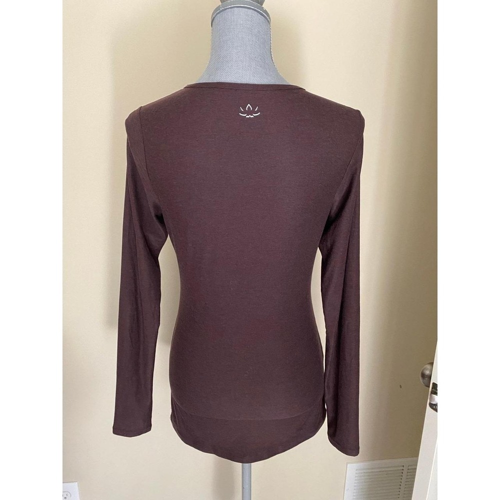 Beyond The Bump Maternity Active Yoga brown long sleeve top Small s53a